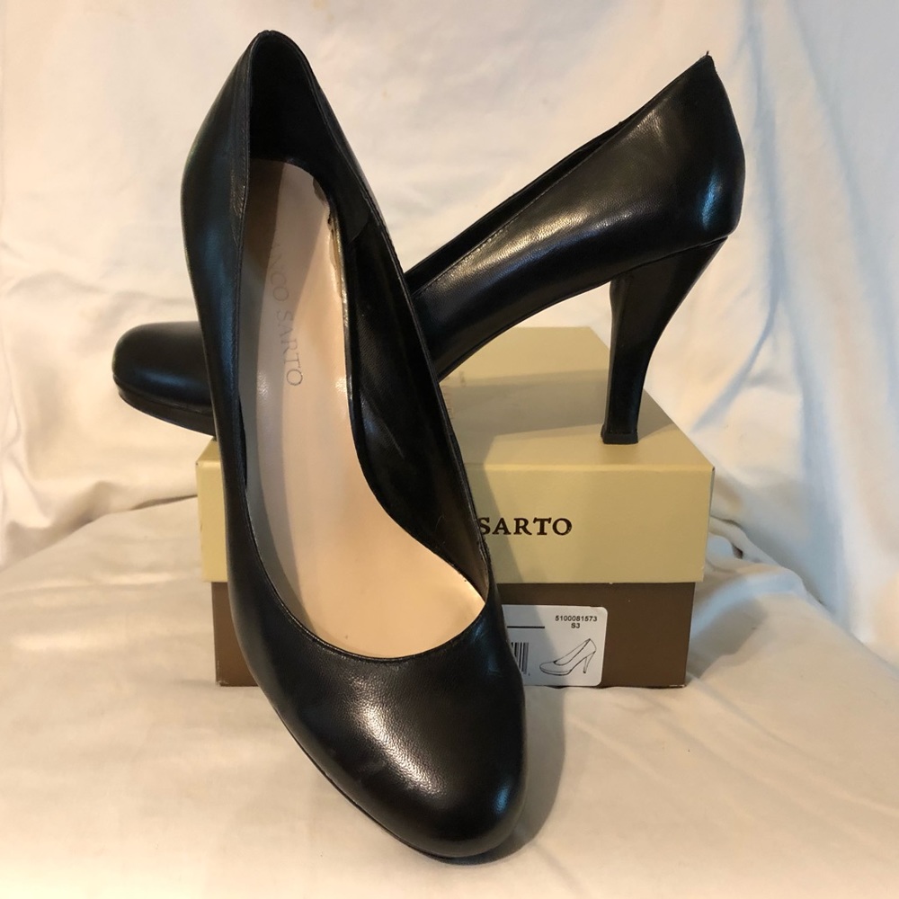Franco Sarto Black Leather Platform Heels Orlina